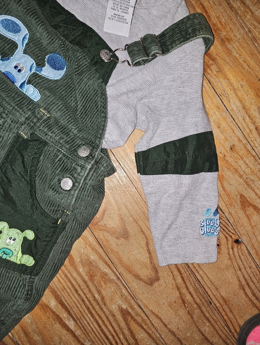 Blue’s Clues rare vintage green corduroy overalls with adjustable straps 3t - Picture 3 of 9